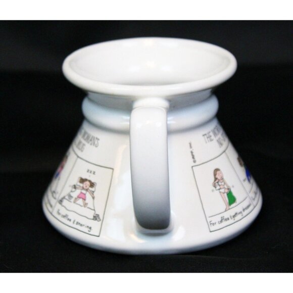 Vtg 80s 90s The Working Woman No Spill Coffee Mug White Curved Graphic Cup Funny - Picture 2 of 6